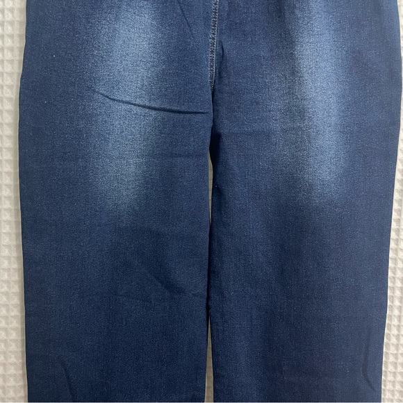 SHEIN Dark Denim Zip Front Jean Wide Leg Jumpsuit Sz XL - Picture 10 of 14